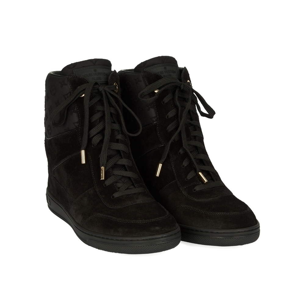 Louis Vuitton Black Monogram High top sneakers with platform